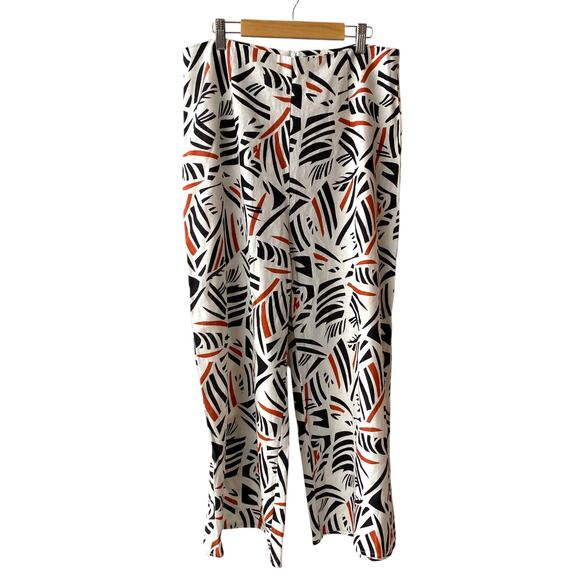 Mi Ami francesca's NEW Abstract Geo Palm Leaf Wide Leg Linen Blend Pants : L - Picture 3 of 7